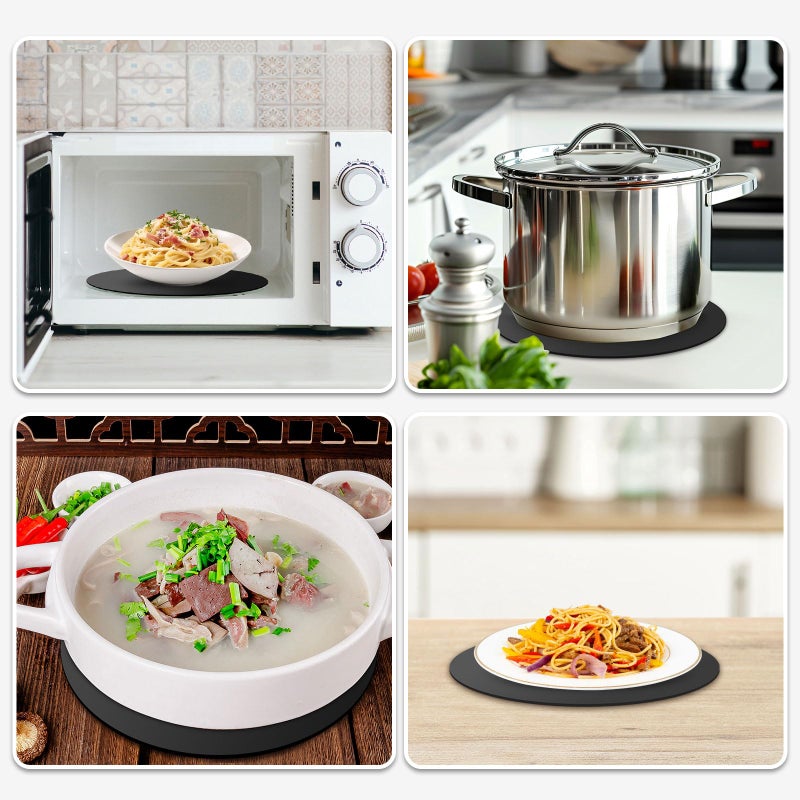 ddLUCK 2 Pack Multi-Purpose Silicone Microwave Mat, 12 Inch Non-Stick Silicone Baking Mat for Bottom of Oven, Heat Resistant - Black - Image 3